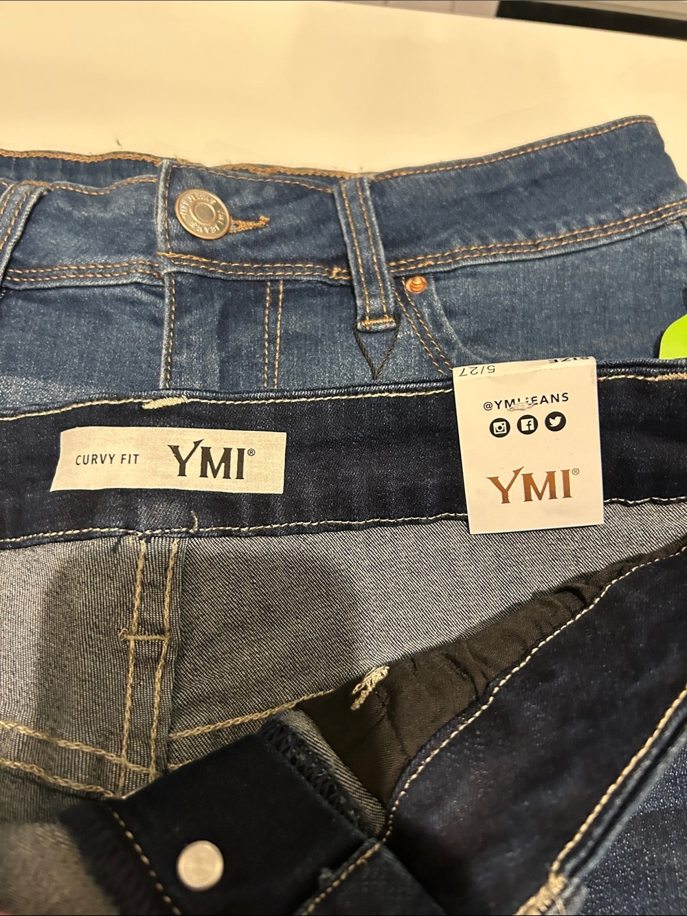 YMI set of two new pair of denim stretch high-rise retro shorts size 5/27 - Picture 4 of 8
